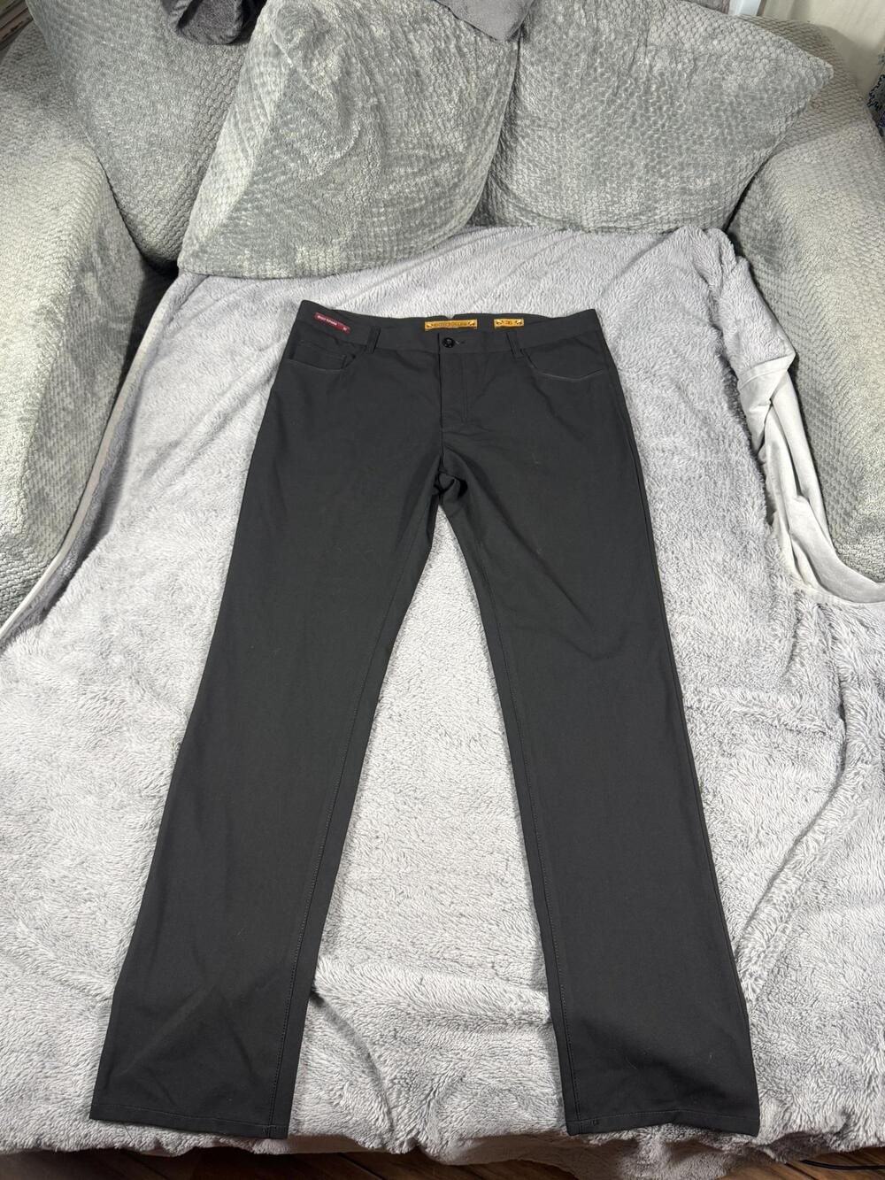 Enzo Tovare Chino Pants Mens 36x32 Black Slim Straight Microfiber Casual